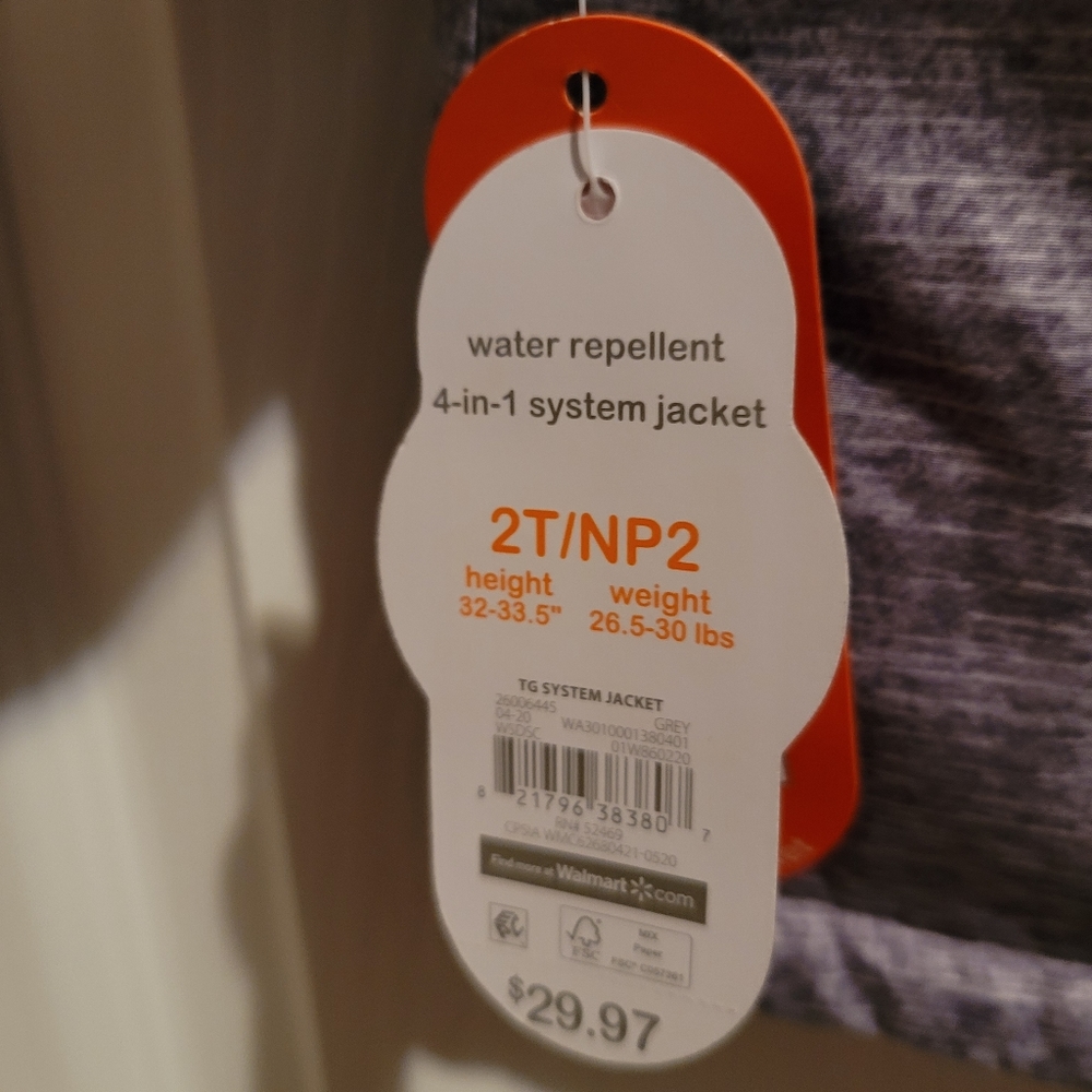 Winter Sale NWT Wonder Nation Water Repellent Toddler Jacket Size 2T - Picture 4 of 7